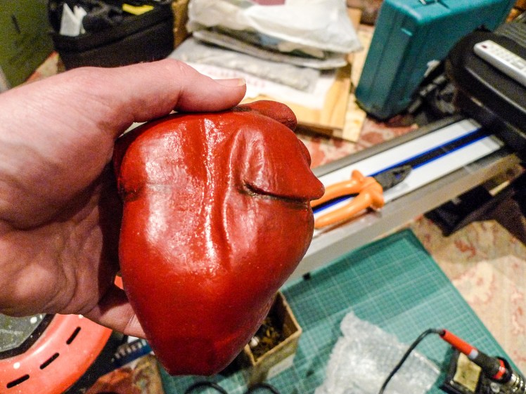 The ridge (scar) on the side of the heart, with undercoat and definition